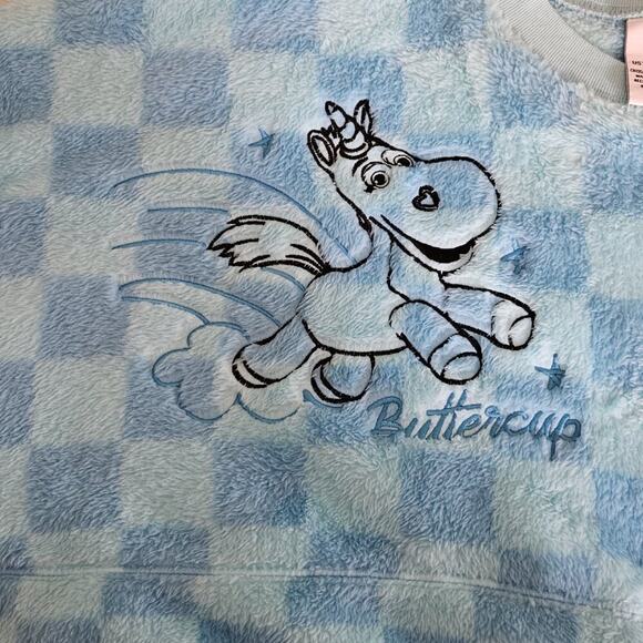 Disney Pixar Spirit Jersey Fuzzy Blue Checkered - size XXL - NWT - Picture 12 of 13